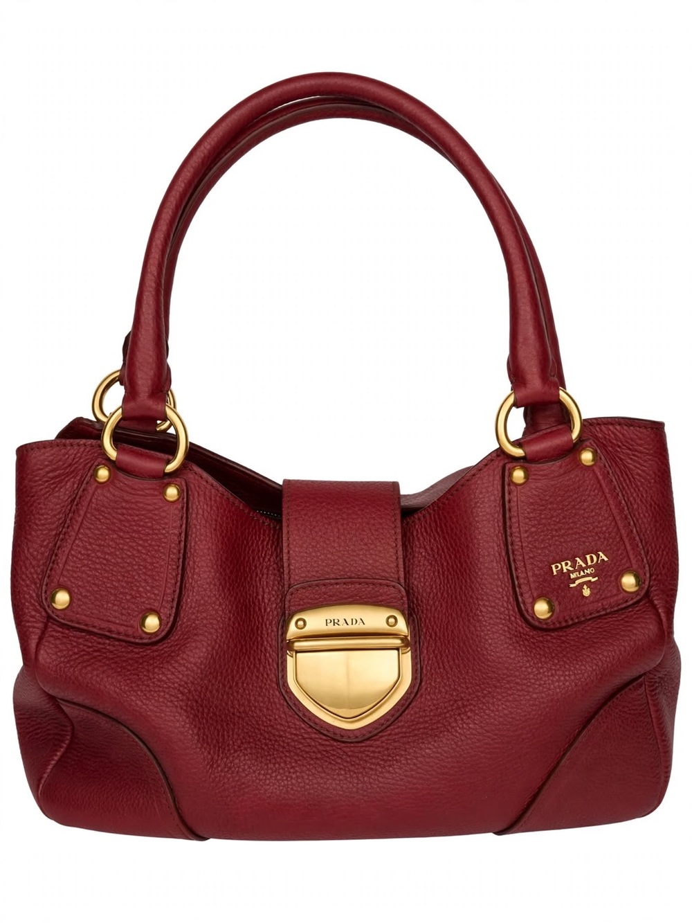 Prada Vitello Daino Hobo Bag BR4627 Rubino Red Gold Hardware - Authentic - Picture 5 of 11